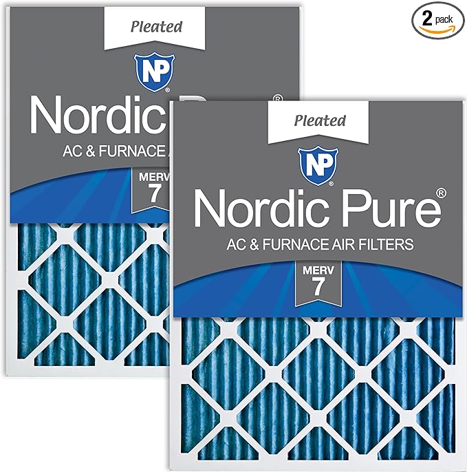 Nordic Pure 18x25x1 (Actual Size: 17 1/2 x 24 1/2 x 3/4) Pleated MERV 7 Air Filters 2 Pack
