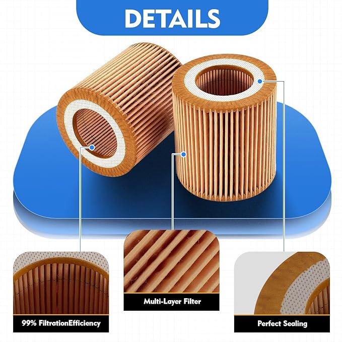 HU816X Oil Filter for BMW 328i 325i 128i 135i 320i 330i 335i 428i 435i 525i 528i 530i 535i 540i 640i 740i M2 M3 M4 X3 X4 X5 X6 Z4 M235i ActiveHybrid 3/5/7 Replace: 11427566327 11427541827 (2 PCS)