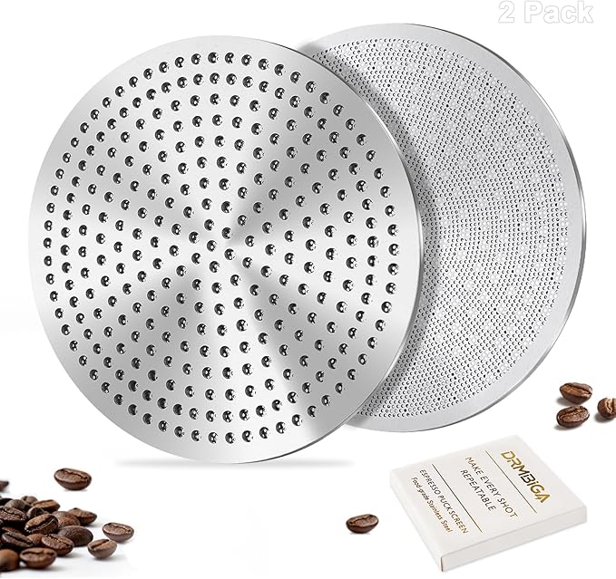 51mm Puck Screen 2 Pack, 0.8mm Thickness 150μm Reusable Espresso Puck Screen, Dual-Layer 316 Stainless Steel Coffee Filter Screen for 51mm Portafilter Basket, Even Extraction Barista Tool