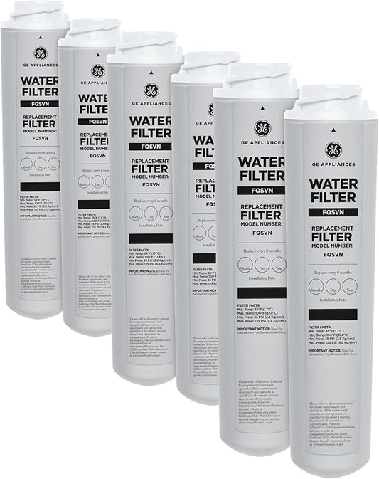 GE FQSVN Under Sink Water Filter, Replacement for Filtration System, Easy Install, Reduces Sediment, Rust & Other Impurities from Water, 1 Filter (Pack of 3)