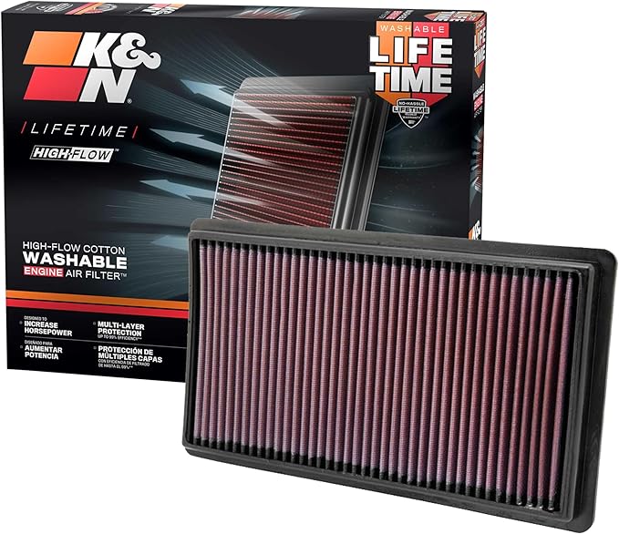 K&N High-Flow Original Lifetime Engine Air Filter: Increase Power: Premium, Washable: Compatible with Ford/Lincoln/Mazda: (See Product Description for Select Models) 33-2395