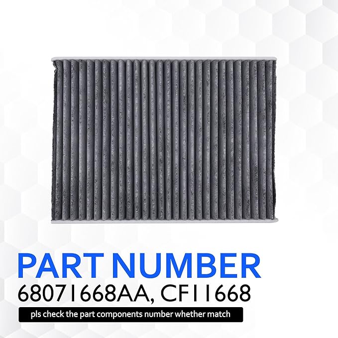 CAF2131 Cabin Air Filter with Activated Carbon Compatible with Chrysler 300 2011 2012 2013 2014 2015 2016 2017 2018 2019 2020, Dodge Challenger 2011-2021, Charger 2011 2012 2013 2014 2015-2021