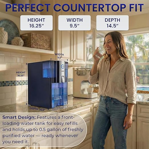 RKIN Zero Installation Purifier, Reverse Osmosis Water Filter System Alkaline Dispenser- Countertop ro Water Filtration System with Remineralization,IAPMO R&T Certified, Patented 4-Stage, No Assembly