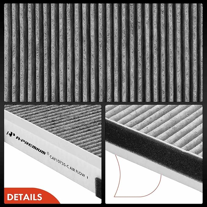 A-Premium Cabin Air Filter with Activated Carbon Compatible with Hyundai, Kia & Genesis Vehicles - Santa Fe, Genesis, Telluride, Stinger, G80, G70, Equus, G90, K900, GV80 - Replace# 97133-3M000