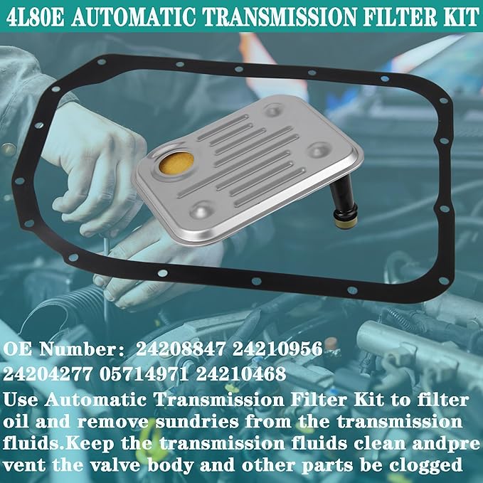 4L80E Transmission Automatic Transmission Filter Oil Pan Gasket Kit Compatible with Chevrolet Silverado K1500 Suburban GMC Sierra C1500 Yukon Escalade Replaces# 24208847 24210956