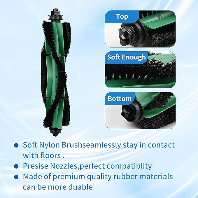 Replacement Parts Compatible with Irobot Roomba Essential Vacuum 100(1000) Series 104 105 106 108 1010 1020 Vac/Combo Y0110 Y0140 Q011 Q0120 Q0520 Includes 1 Brush Roller & 6 Side Brush & 6 Filters