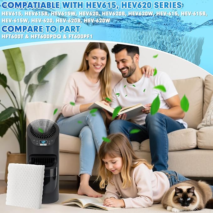 6 Pack Humidifier Wicking HFT600 Filters T Compatible with Honeywell Tower Humidifier HEV615 HEV620, Compare to Part HFT600T HFT600PDQ