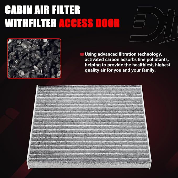 Cabin Air Filter & Filter Access Door, Air Conditioning Filter Compatible With Chrysler Dodge Vehicle 200, Ram 1500 2500 3500 2011-2019 Replaces# 68406048AA 68052292AA 68318365AA 5058693AA