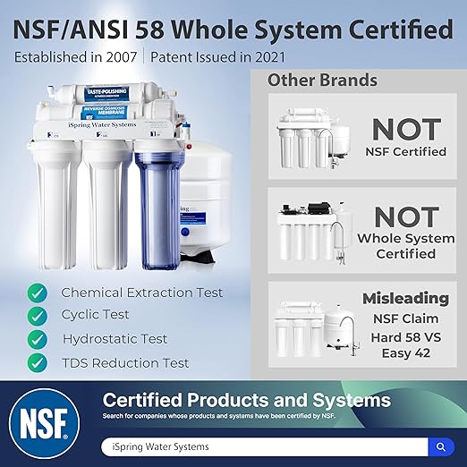 iSpring RCC7-BLK, NSF/ANSI 58 Certified, 5-Stage Reverse Osmosis System, RO Water Filter System Under Sink, Drinking Water Filter, 75 GPD, Stylish Black RO Faucet