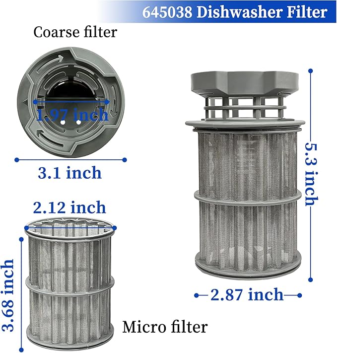 645038 Dishwasher Replacement Filter Compatible With Bosch Dishwasher Filter 00645038, Replaces AP4339631, 651097, AH3479708