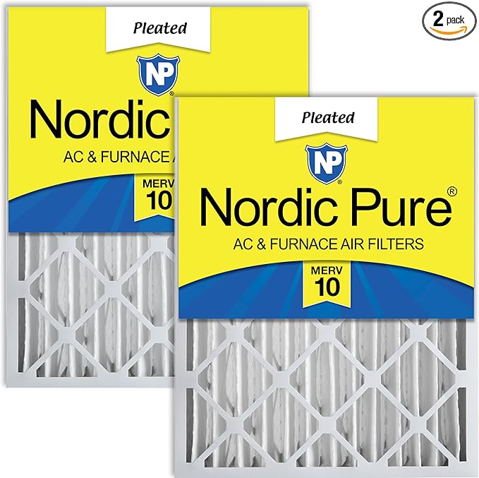 Nordic Pure 20x24x4 (Actual Size: 19 3/8 x 23 3/8 x 3 5/8) Pleated MERV 10 Air Filters 2 Pack