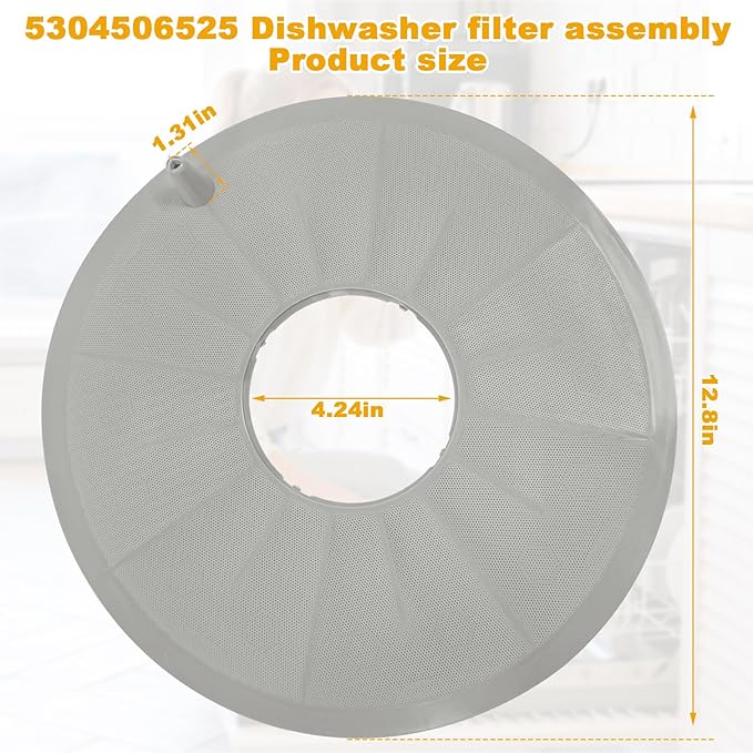 5304506525 Dishwasher Filter, Compatible with Frigidaire, Electrolux, Kenmore, Crosley, Gibson, Kelvinator, Tappan; Replacement for 154252401, AP6036340, 4456337, PS11770489, EAP11770489