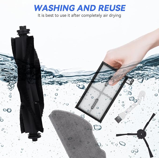 Replacement Parts for Eufy X8 Pro: Compatible with Eufy X8 Pro Series Robot Vacuum Cleaner - 1 Main Brushes,1 Brush, 4 Hybrid Accessory Filters, 6 Side Brushes,4 Mop Pads, 6 Vacuum Bags（22 Pcs）