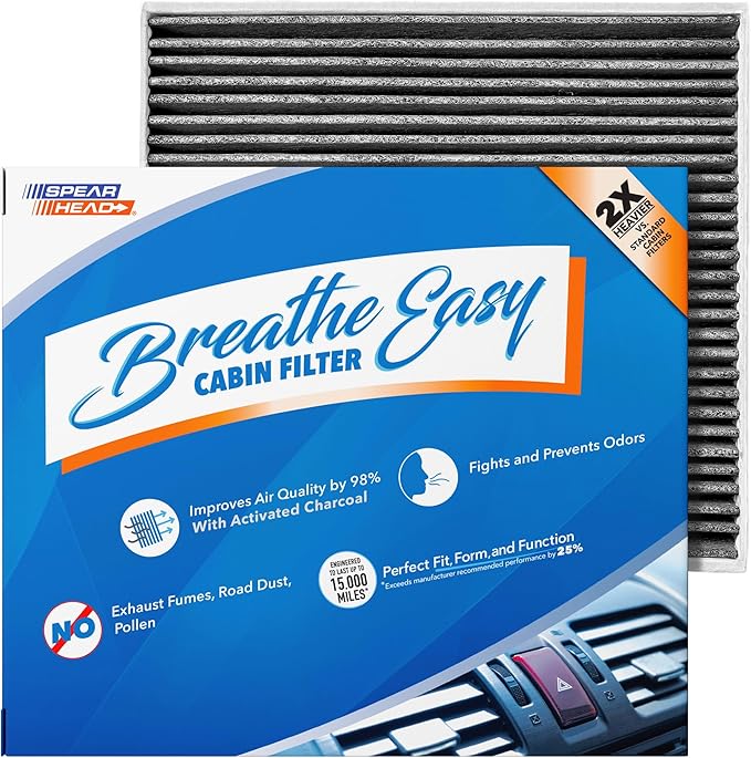 Spearhead Odor Defense Breathe Easy AC & Heater Cabin Filter | Fits Select 2014-2020 Cadillac, Chevrolet, GMC Like OEM | Up to 25% Longer Lasting w/Activated Carbon (BE-809)