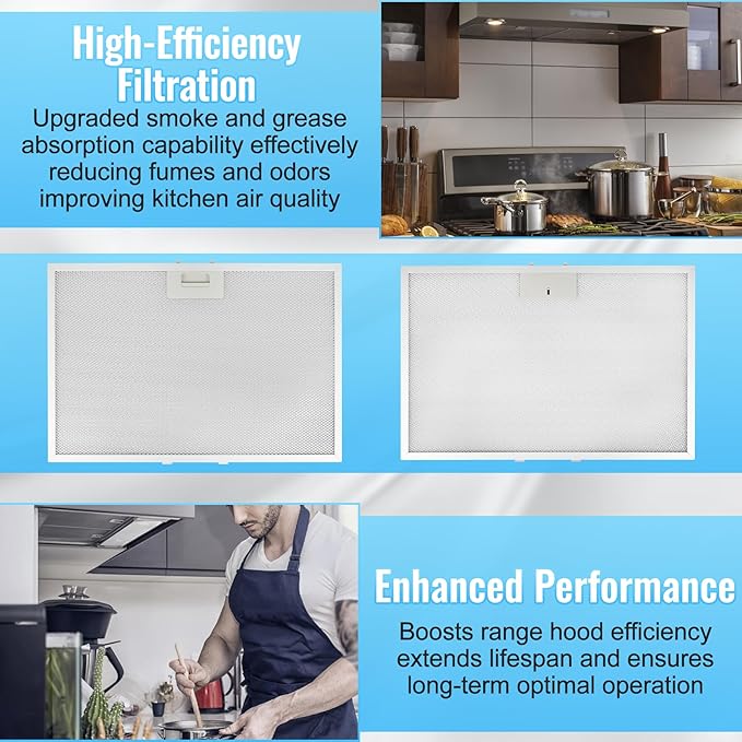2 Pcs WB02X11012 Range Hood Filter Replacement for GE JV666H2SS JV566h2SS JV565H1BB JV565H1CC JV565H1WW