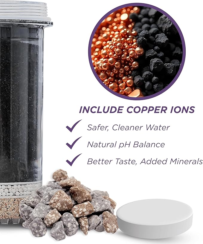 Mineral Stones Replacement 13564, Cartridge 1361 & Micro Sponge Prefilter 1362 for Nikken Water Filter Replacement PiMag Aqua Pour Water Filter System, Countertop Drinking Alkaline Filtration System