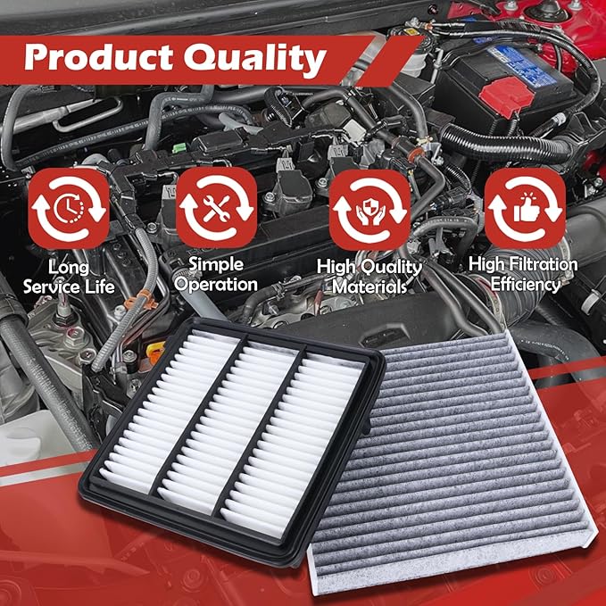 17220-64A-A00 Engine Air Filter and 80292-TF0-G01 Cabin Air Filter kit Compatible with 2022-2025 Honda Civic Accord CR-V 1.5L Not for Hybrid Replaces CF11182 80291-T5R-A01 PA99892 AF10113