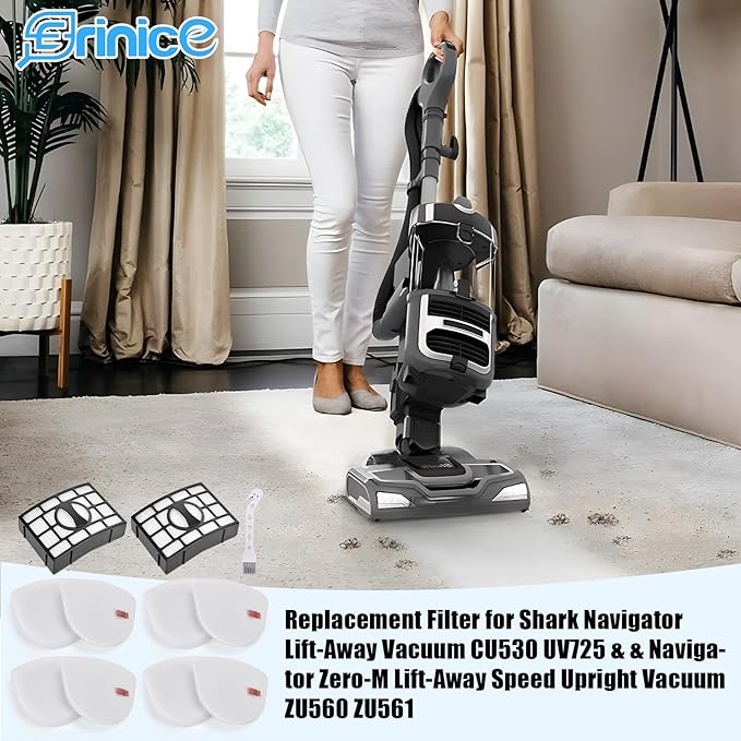CU530 Filter Replacement for Shark Navigator Lift-Away Vacuum UV725 UV730 & Navigator Zero-M Lift-Away Speed Vacuum ZU560, 2 Post-motor+4 Foam& Felt Filters, Compare to part # XFFK560&XHEPA560