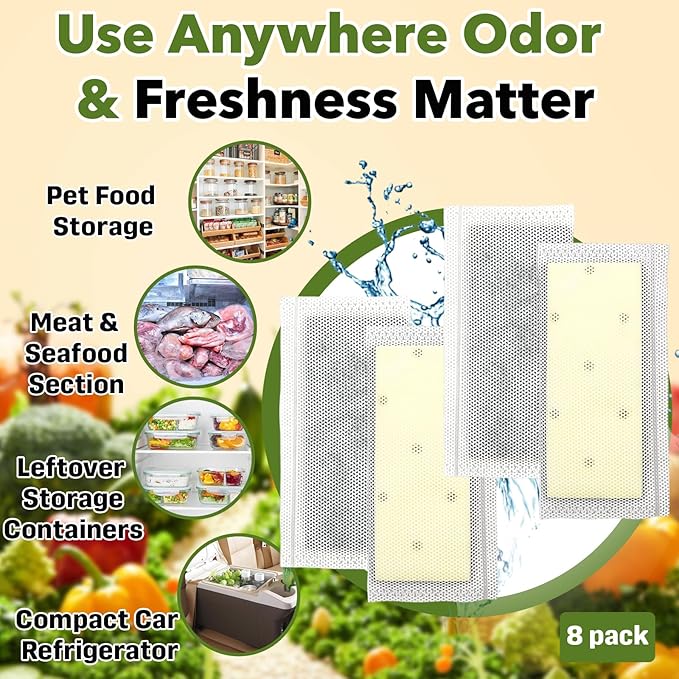 8-Pack Filter Refills Replace PureAir PK-2 Produce Keeper Plus, Compatible with Frigidaire Gallery Models GRMC2273BF, GRMC2273BD, GRMG2272BF, CrispSeal Plus, Activated Carbon Air Filter FRPAPK2RF