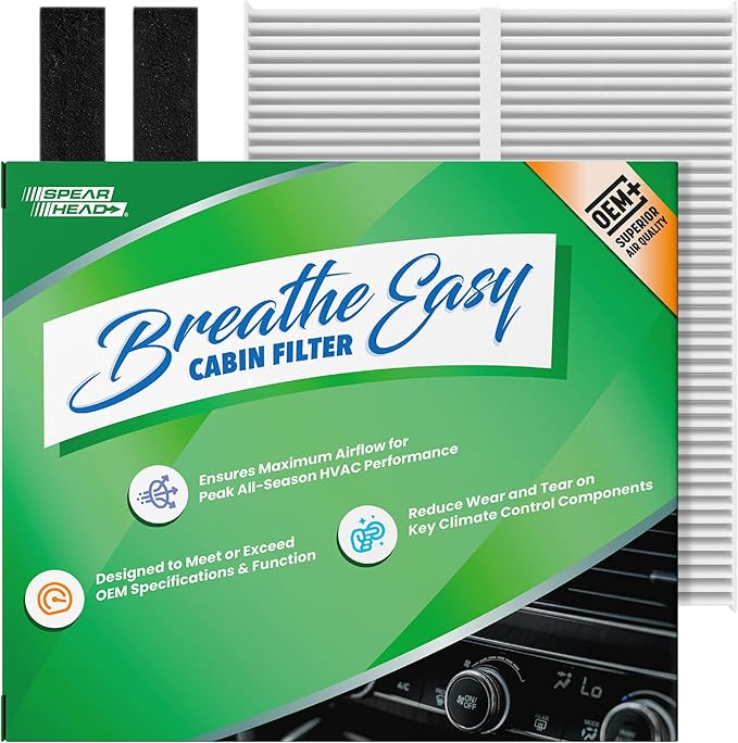 Spearhead OEM+ Particulate Breathe Easy Cabin Filter | Fits Altima, Maxima, Murano, Sentra, FX35, FX45, G35, Eclipse Cross, Lancer, Outlander Like OEM | Max Airflow & Enhanced Performance (BE-140P)