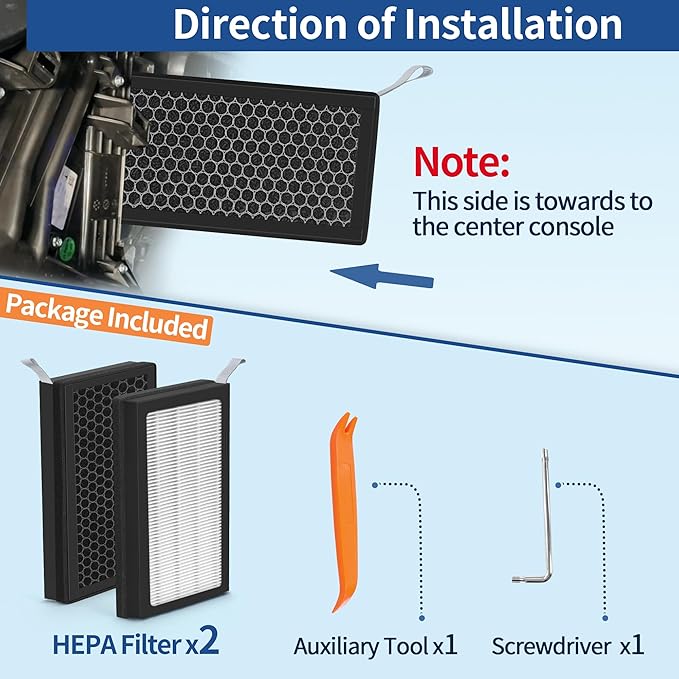 Model 3/Y Air Filter Compatible with Tesla Model 3 Model Y Accessories 2016 to 2023 Version, Premium HEPA and Activated Carbon 2-IN-1 Cabin Air Filter, 2 Sets of Model 3 Filter Kit with Removal Tools