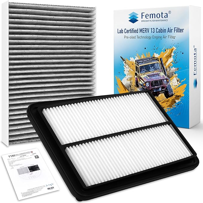 Cabin & Engine Air Filter Kit, CF11854 & CA11858, Lab Certified MERV 13, Pre-oiled, 2pcs, Specific for Nissan Rogue (2014-2020), Rogue Sport (2017-2022), Qashqai (2017-2023)