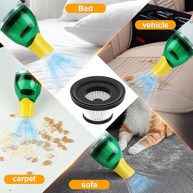 6 Pack Replacement Filters Compatible with Compact Handheld Portable Cordless Vacuum Cleaner AS Seen On TV, Washable Filters (Vacuum Not Included)
