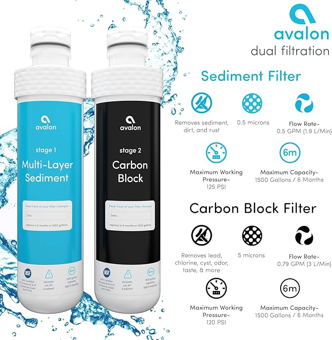 Avalon Genuine Replacement Filters for Avalon Bottleless Water Coolers, NSF Certified, Patented, 2 Count (Pack of 1)