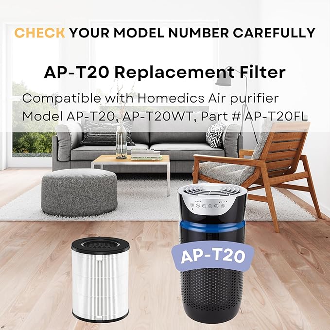 Nispira AP-T20FL True HEPA Replacement Filter Compatible with TotalClean 360° Tower Air Purifier AP-T20 AP-T20WT, 1 Pack