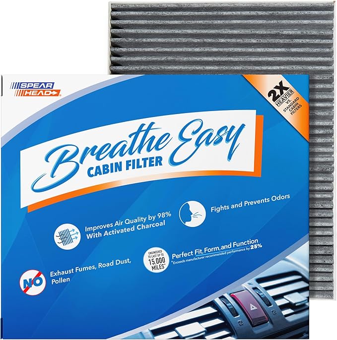 Spearhead Odor Defense Breathe Easy AC & Heater Cabin Filter | Fits 2016-2020 Sorento Like OEM | Up to 25% Longer Lasting w/Activated Carbon (BE-161)