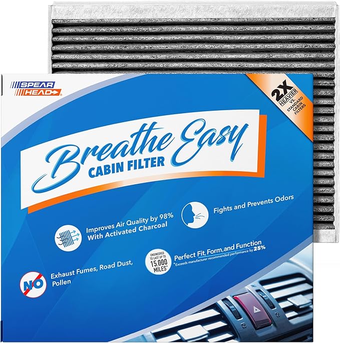 Spearhead Odor Defense Breathe Easy AC & Heater Cabin Filter | Fits 08-11 Accent, 07-16 Elantra/13-14 Coupe/13-17 GT, 14-18 Forte/5, 14-16 Koup | Up to 25% Longer Lasting w/Activated Carbon (BE-728)