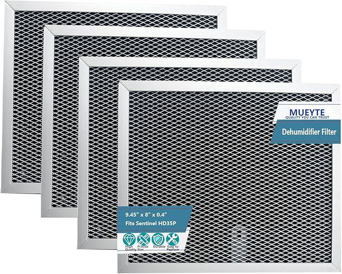 HD35P Dehumidifier Filters Compatible with Sentinel HD35P HS35 Dehumidifiers Alorair Crawl Space Dehumidifiers MERV-1 Aluminium Filter 9.45 x 8 x 0.4 inches, 4 Pack