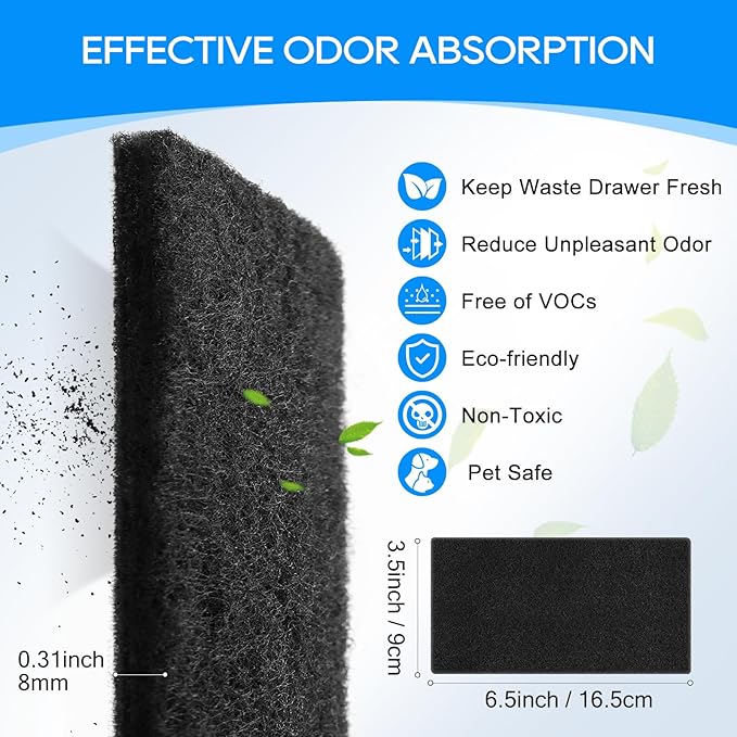 8PCS Cat Litter Box Filter Compatible with Van Ness CP7 Blue Extra Large Cat Litter Box, Activated Charcoal Odor Control Filters Replacement for Hooded Cat Litter Boxes for Big Cats