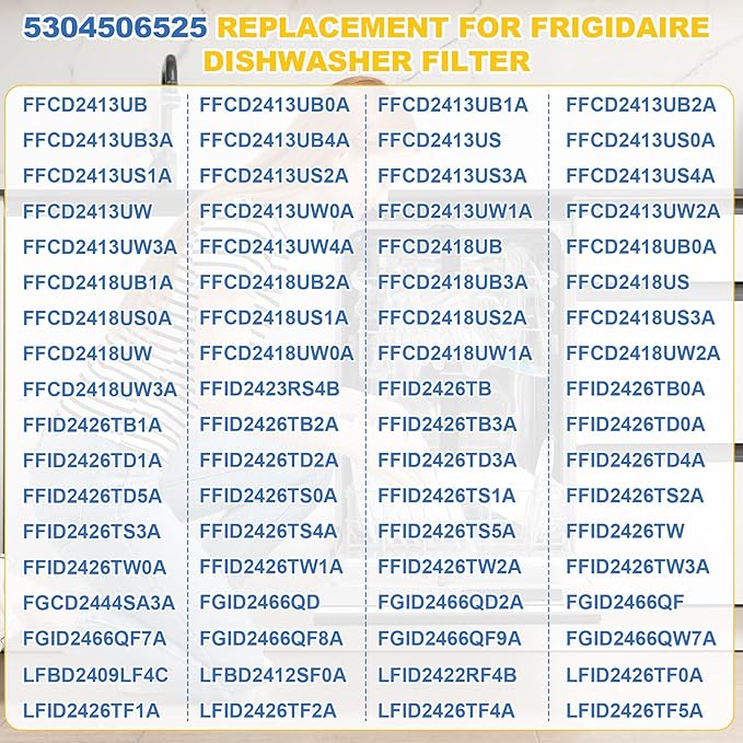 5304506525 Dishwasher Filter Replacement for Frigidaire Appliance Crosley Kenmore Electrolux Dishwasher Accessories Replaces 4456337 AP6036340 PS11770489 154252401 EAP11770489