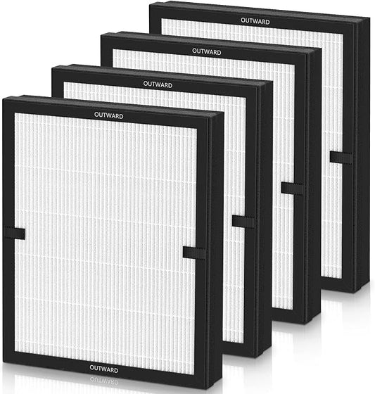 E-200 filter Replacement Compatible with LUNINO E-200 Air purifier for Home Large Room up to 1740sq.ft, 3-Stage Filtration with HEPA Air filter for Dust, Smoke, Dander, Pollen, 4 Pack