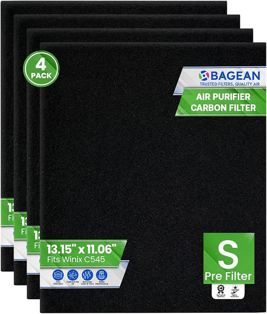 Bagean C545 Carbon Prefilter S - Compatible with Winix Air Purifier Filter Replacement - Fits Winix C545 Replacement Filter - Activated Carbon Filters Absorb Odors and Freshen the Air (4-Pack)