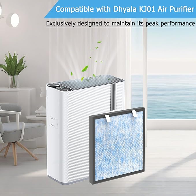 2-Pack KJ01 H13 HEPA Filter Fit for Dhyala KJ01 Air Purifier, Replacement Filter Parts, 2 Pack