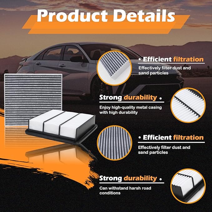 28113-AA100 Engine Air Filter & CF12820 Cabin Air Filter Fits for 2021-2025 Hyundai Elantra 2022-2023 Elantra N 2024-2025 Kona (Not Fit Hybrid)