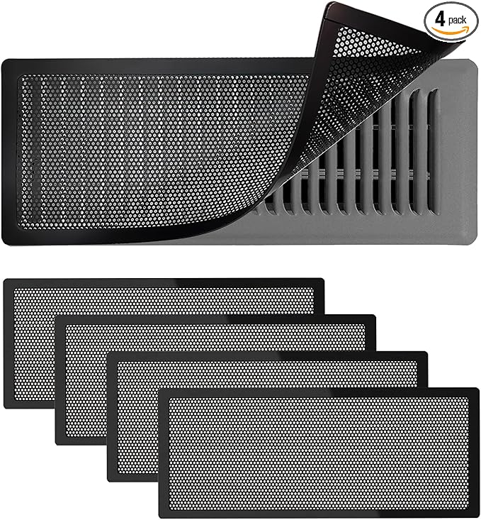 4 PCS Magnetic Vent Covers-4x10 Magnetic Air Vent Covers with Mesh Screen for Floor/Wall/Ceiling Registers-Easy to Install, Secure Fit, Durable Design-Black