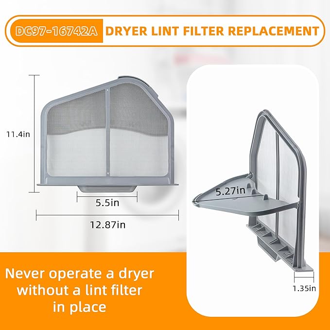AMI PARTS DC97-16742A Dryer Lint Filter Case Screen & DC61-02610A Lint Filter Case Upgraded Stainless Steel Screen Compatible With Samsung Dryer Replaces AP5306681 PS4221839