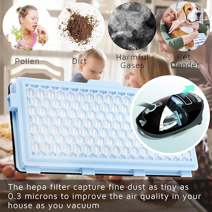 Active Filter Compatible with Miele Vacuum Cleaner S4, S5, S6, S8, S8000, S8999, S6000, S6999, S5000, S5999, S4000, S4999, Complete C2, Complete C3, Compact C1, Compact C2, Ref. Number SF-HA 50