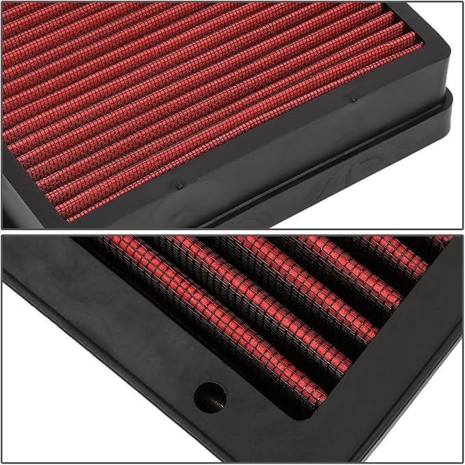 DNA Motoring AFPN-106-RD Washable Drop In Panel Air Filter Enhance Engine Performance Powver & Acceleration improve [Compatible with 02-07 Mitsubishi Lancer / 97-02 Mirage / 03-06 Outlander]