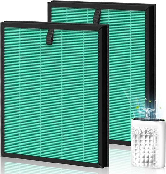 2-Pack MK-D05 Air Fil-ter Replacement for MK-D05 Air Cleaner Puri-fier, 4-in-1 Filtration with Advanced HEPA Filt-er and Carbon Filt-er, Green (Pet Dander Version)