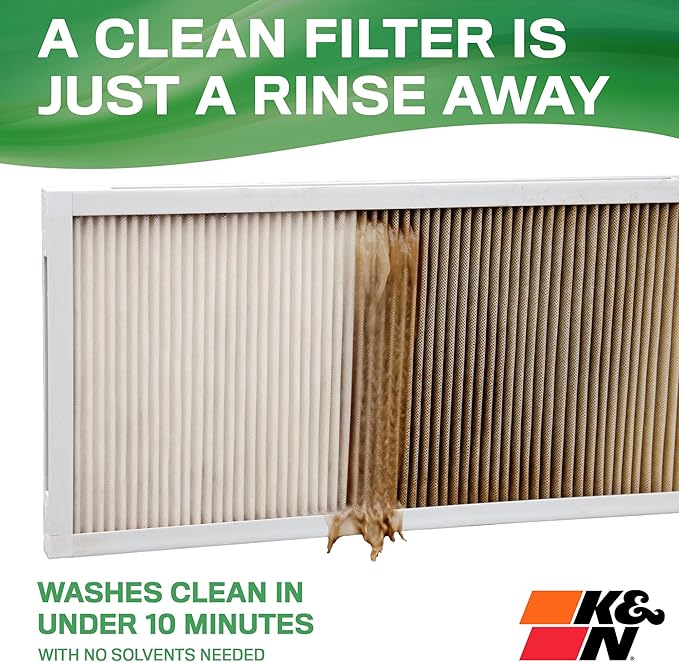 K&N 24X24X1 HVAC Furnace Air Filter, Lasts a Lifetime, Washable, Merv 13, the Last HVAC Filter You Will Ever Buy, Breathe Safely at Home or in the Office, HVC-13-12424