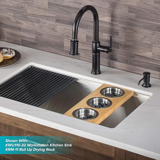 KRAUS KPF-1682ORB Sellette Single Handle Pull-Down Kitchen Faucet, Oil Rubbed Bronze