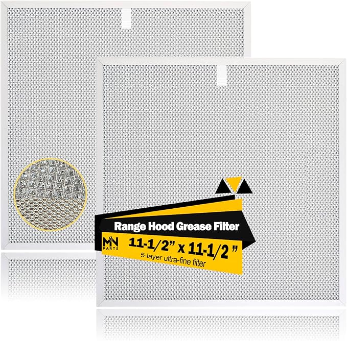 S99010467 Range hood filter 11-1/2 x 11-1/2 in kitchen exhaust fan filters Compatible with Broan Range Hood Filter BXT1 &Nutone AR1 series 99010467 Range Hood Aluminum Mesh Grease Filters 2 Pack