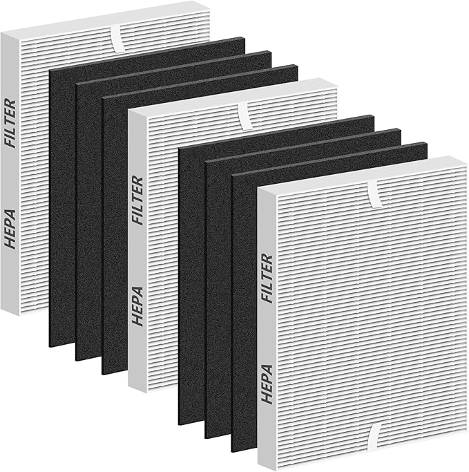 Improvedhand AP-1512HH Replacement Filter for Coway Airmega Purifier AP-1512HH-FP AP-1518R AP-1519P, 3 Pcs High-Efficiency Materials Main Filter & 6 Pcs Activated Carbon Filter, Replace Part#3304899