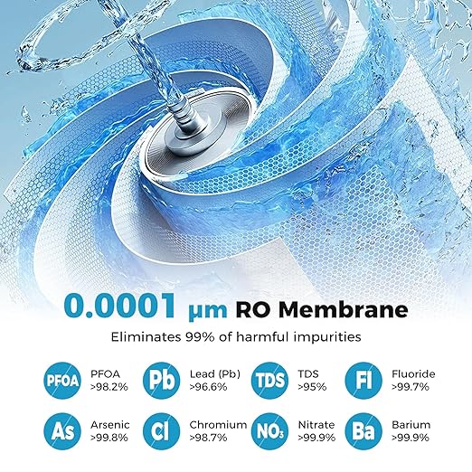 COSTWAY AW-RB20 Alkaline PH+ Reverse Osmosis Water Filter, 600 GPD Tankless Under-Sink RO System with 8-Stage Filtration, Smart LED Faucet, 2:1 Pure to Drain Ratio, High-Efficiency Water Purification