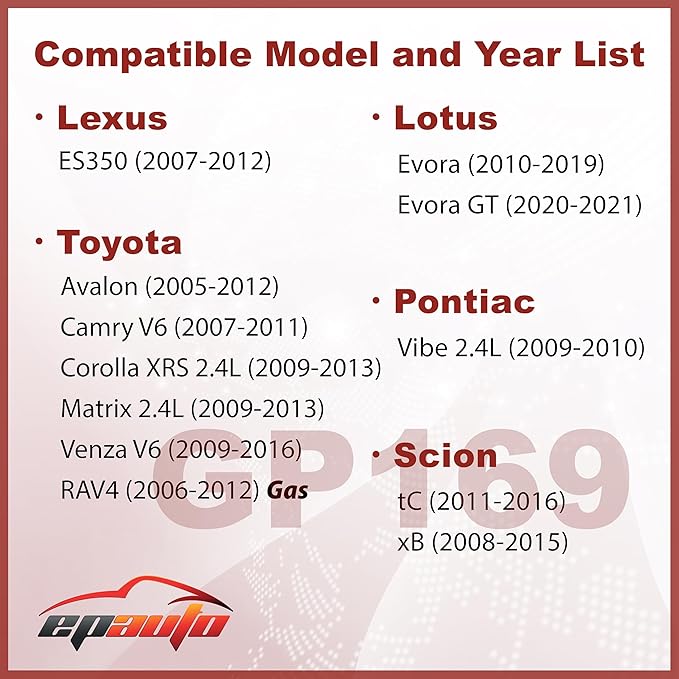 EPAuto GP169 (CA10169) Engine Air Filter, Replacement for Toyota Camry V6, Avalon, RAV4, Matrix, Venza, Corolla XRS, Scion tC, xB, Lexus ES350, Pontiac Vibe 2.4L – Fits Select Models 2005-2016