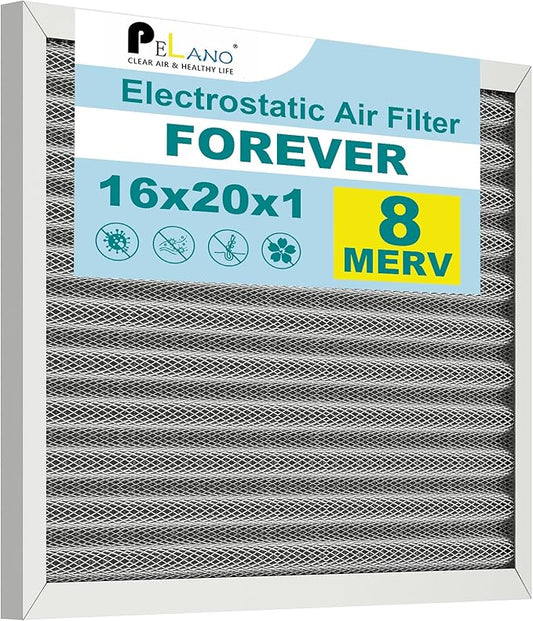 16x20x1 Reusable Air Filter, Electrostatic HVAC Air Filter, Lasts a Lifetime, Washable, Enjoy Fresher Air in Home and Office, MERV 8 (Actual Size:15.5x19.75x0.82 Inch)